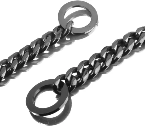Vista 2 de Collar de Cadena para Perro Negro 11mm/15mm/19mm Collar de Cadena de Eslabones Cubanos para Perros Collar de Cadena de Perro a Prueba de Mordeduras
