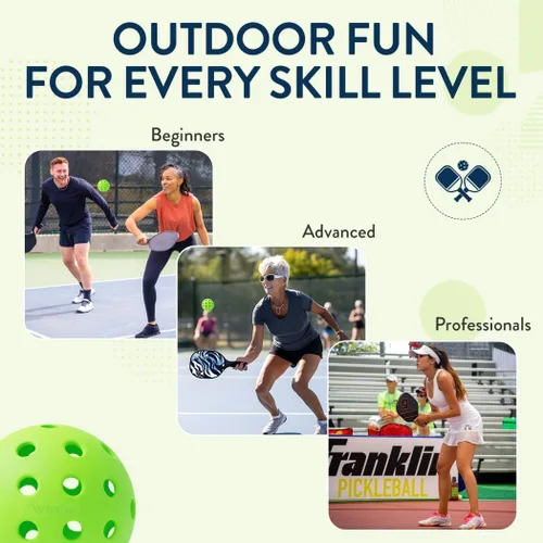 Vista 5 de Outdoor Pickleball Balls USAPA Approved for Tournament Play 6 12 48 Packs Durable 40-Hole Design Ideal for All Skill Levels Pickleball Accessories