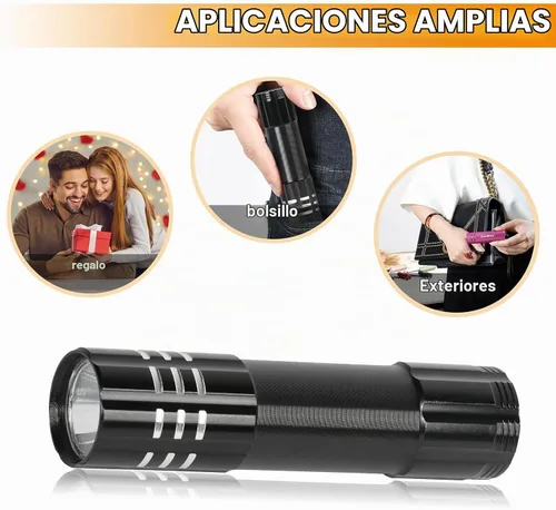Vista 5 de Paquete de 6 linternas LED de aluminio pequeñas mini USB C recargables, linterna pequeña de mano a granel, linterna portátil para acampar brillante