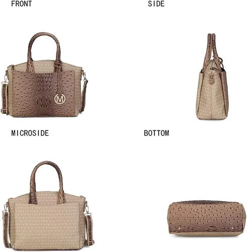 Vista 5 de MKF Collection Tote Bag for Women, Vegan Leather Pocketbook Top-Handle Crossover Purse Handbag