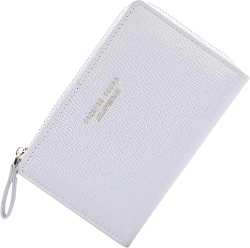 Vista 6 de JIUFENG Cartera con cremallera para mujer, con bloqueo RFID, multiusos, tarjeteros, monederos cortos