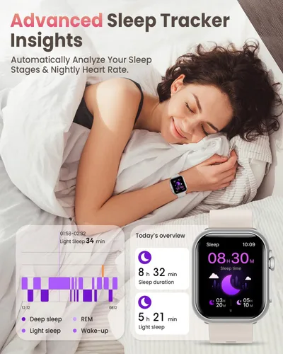 Vista 5 de Relojes inteligentes para mujer para iPhone Android reloj inteligente de 1.85 pulgadas con 30 días+duración de la batería hacerrecibir llamada