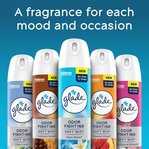 Vista 8 de Glade Ambientador en espray para habitación, aroma Olas de agua, combate el olor para ofrecer una frescura duradera, 8 onzas, 2