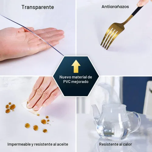 Vista 4 de Protector de PVC transparente para mesa pequeña, 12 x 12 pulgadas, varios tamaños, protector plástico para mesa rectangular, mesita de noche, tapete