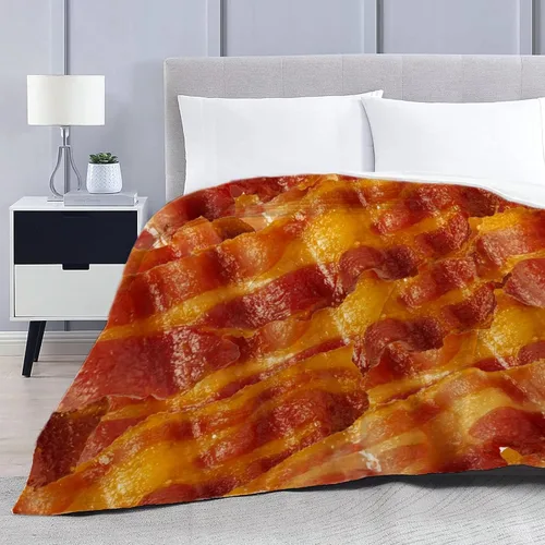 Vista 5 de Manta de Tiro de Tocino de Franela de Forro Polar Colcha de Aire Acondicionado Mejor Regalo Manta de Felpa Ligera y Acogedora para Sofá Silla