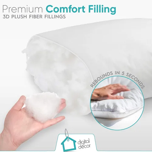 Vista 2 de Digital Decor Almohadas Premium de Hotel, Fabricadas en Estados Unidos, Hipoalergénicas, Sin Plumón, con Funda de 100% Algodón, Soporte Medio Firme