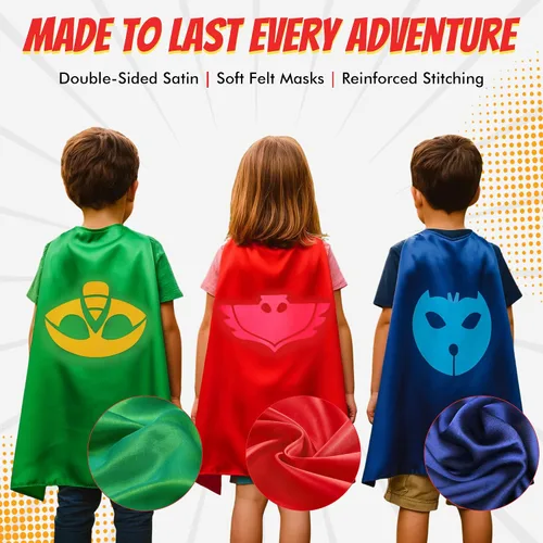 Vista 3 de Capas y máscaras de superhéroe para niños - Capas de satén y máscaras de fieltro para niños