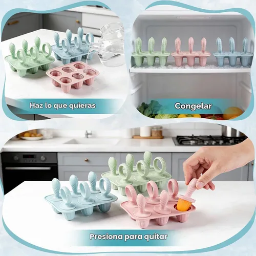 Vista 4 de Moldes de silicona para paletas de bebé, mini moldes para niños Beige y Rosa