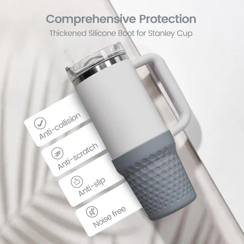 Vista 2 de Uvafly Botas de silicona para Stanley, protector inferior de copa, accesorios para Stanley Quencher H2.0 FlowState Tumbler 20oz30ozStanley Adventure