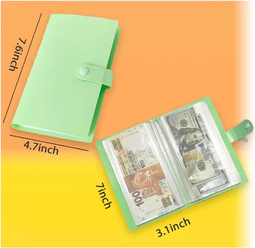 Vista 4 de Carpeta de ahorro de dinero, fundas transparentes para monedas de 50 páginas, soportes portátiles para dinero para coleccionistas, titulares