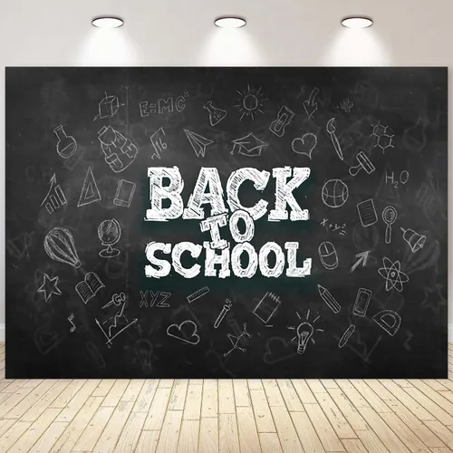 Vista 20 de Telón de fondo de pizarra negra para el regreso a clases, fondo de fotografía para el primer día de escuela, accesorios para cabina de fotos