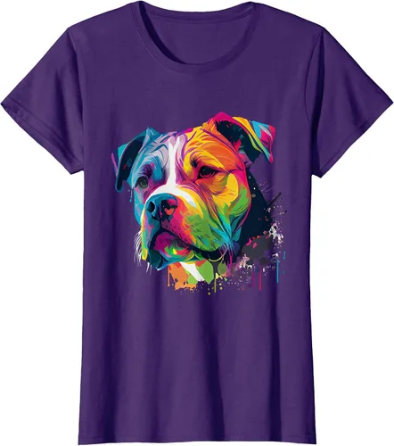 Vista 104 de Colorful American Bulldog American Bully Men Women T-Shirt Asphalt Grey