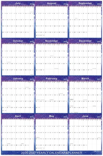 Vista 11 de Vibrant Focus Calendario anual de pared, calendario de pared anual 2026-2027 y planificador con papel grueso, julio 2026 a junio 2027, XL, 34.7 x