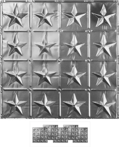 Vista 18 de American Tin Ceilings Kit de 5 unidades: azulejos metálicos para clavar en patrón #2 clavado y color sin terminar. 24 x 24 pulgadas