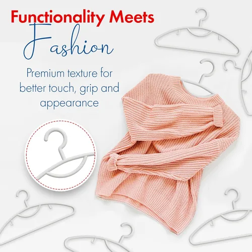 Vista 7 de Perchas de plástico para ropa, abrigos, vestidos, trajes, perchas de plástico antideslizantes con gancho para bufandas, cinturones y corbatas