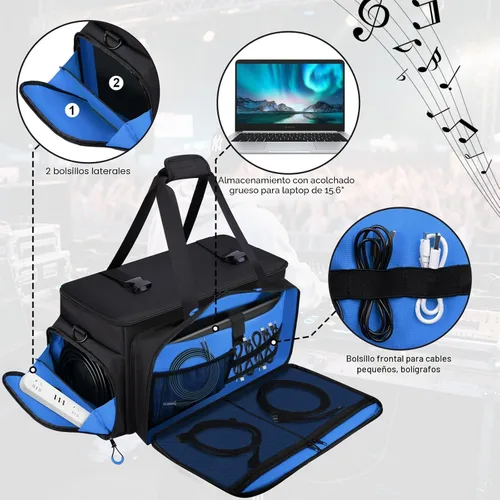 Vista 3 de Bolsa de cables Dj grande con divisores desmontables, almohadilla
