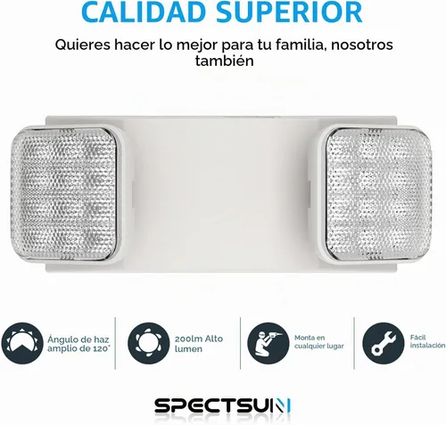 Vista 6 de Paquete de 2 luces de emergencia para negocios, con batería de respaldo, cable duro, certificado UL 924, CA 120/277V, luz de emergencia LED