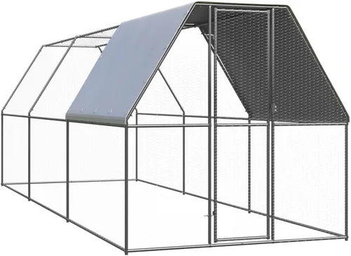 Vista 25 de Jaula de metal para gallineros al aire libre, jaula de pollo para aves de corral, corralito de corral, corralito de ejercicio, perrera con cubierta