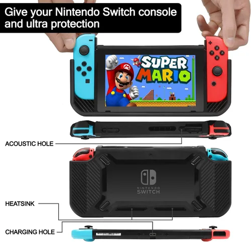 Vista 7 de Paquete de accesorios para Nintendo Switch kit con funda de transporte protector de pantalla base de carga soporte de juego compacto funda