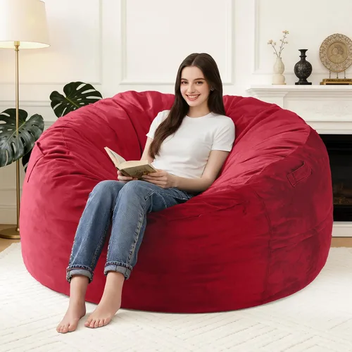 Vista 24 de Silla Puf de 2 Pies con Funda de Terciopelo Ultra Suave Sofá Puf con Espuma con Memoria Sillas Puf de Tamaño Grande Sofá Perezoso para Dormitorio