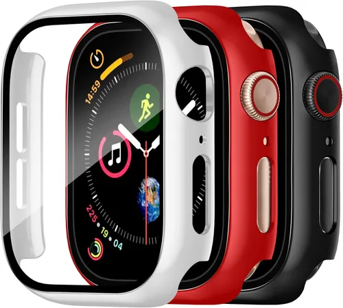 Vista 15 de Charlam - Funda de policarbonato duro compatible con Apple Watch de 38 mm, series 1, 2, 3, protector de pantalla integrado, ultradelgada, cobertura