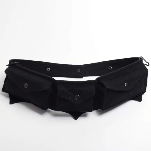 Vista 7 de GRACEART Burning Man - Cinturón de lona de algodón Steampunk Travel Utility Belt Ren Faire, Negro