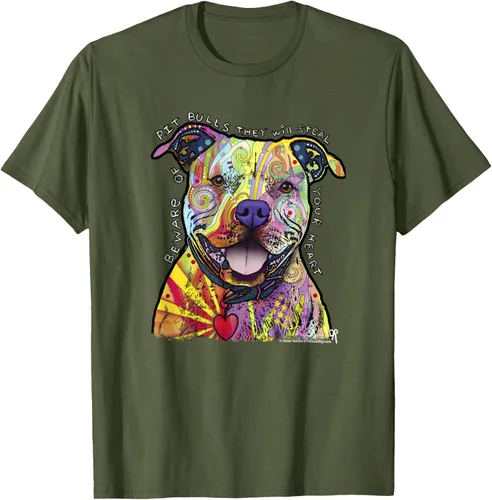 Vista 46 de Beware Of Pit Bulls, Dean Russo Pitbull Original - Camiseta para amantes de los perros, Negro