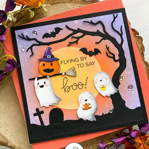 Vista 2 de Troqueles de metal plateado para Halloween, troqueles de corte fantasma, noche de fantasma, calabaza en relieve, plantilla para álbumes de recortes