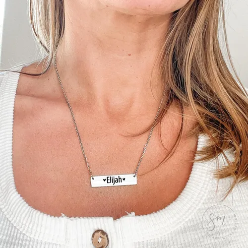 Vista 2 de MACKENZIE-BAR MacKenzie - Collar de barra personalizado para niños, collar con nombre para niños, collar con nombre para niños, collar de mamá