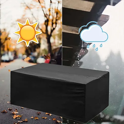 Vista 6 de Fundas negras para muebles de patio de 24 x 24 x 24 pulgadas, cubierta para muebles de exterior, impermeable, a prueba de polvo, rectangular, 420D