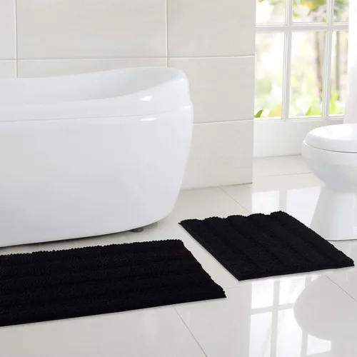 Vista 54 de NICETOWN Tapete negro para baño, antideslizante, suave, absorbente de agua, tapete de bajo perfil para entrada, tapete para vestíbulo, puerta