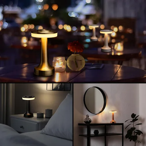 Vista 4 de Lámpara de mesa LED portátil O'Bright con sensor táctil, 3 niveles de brillo, batería recargable de hasta 48 horas de uso, luz nocturna