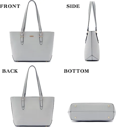 Vista 5 de Qiyuer - Juego de carteras y bolsos para mujer, bolso de trabajo, bolso de mano, bolso de hombro con asa superior, bolso con cartera a juego