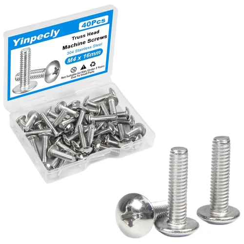Vista 8 de 50 tornillos de máquina de cabeza de braguero M4 x 0.197 in, Phillips Drive