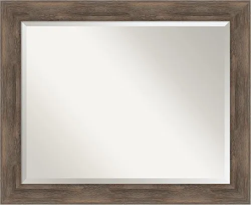 Vista 10 de Amanti Art Espejo de pared marrón de 26 x 22 pulgadas, espejo rectangular de baño de Alejandría marrón rústico para decoración de pared, sala