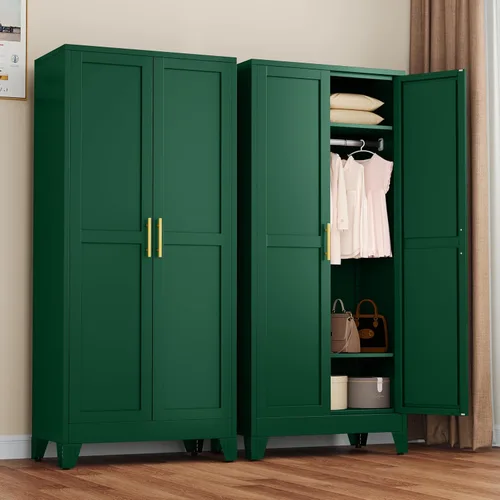 Vista 12 de winiowa Armario de metal con cajón, armario de 71 pulgadas con estantes ajustables y barra para colgar, armario de almacenamiento de ropa