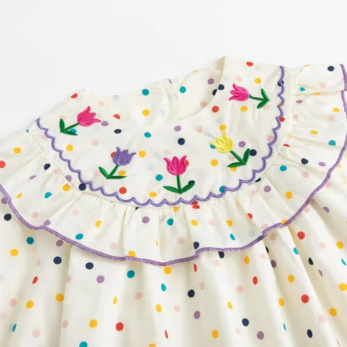 Vista 3 de Simplee kids Vestido casual para niñas pequeñas, vestido fruncido con estampado floral para primavera y verano de 1 a 6 años
