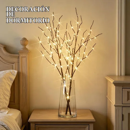 Vista 3 de LITBLOOM - Ramas de sauce marrón iluminadas, de 32 pulgadas, 100 luces LED con temporizador que funcionan con baterías, ramas de árbol con luces