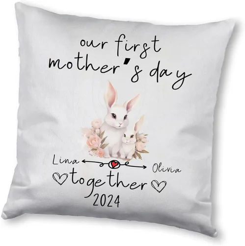 Vista 10 de Bunny Mothers Day, Personalised Pillow Case Decor for Home, Present for Mom, Grandmother, for Her
