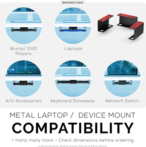 Vista 5 de Soporte para laptop debajo del escritorio para escritorio, adhesivo y atornillado, dispositivos de hasta 1.5 pulgadas de grosor como Macbooks