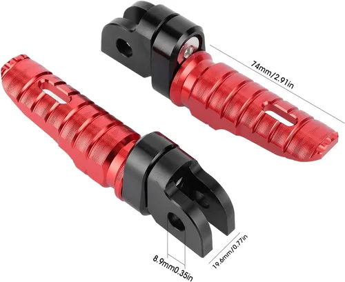 Vista 4 de Soportes de clavija de pie, reposapiés delantero izquierdo y derecho, pares para Yamaha MT‑03 MT‑25 MT‑07 MT‑09 R3 XJ6 (rojo)