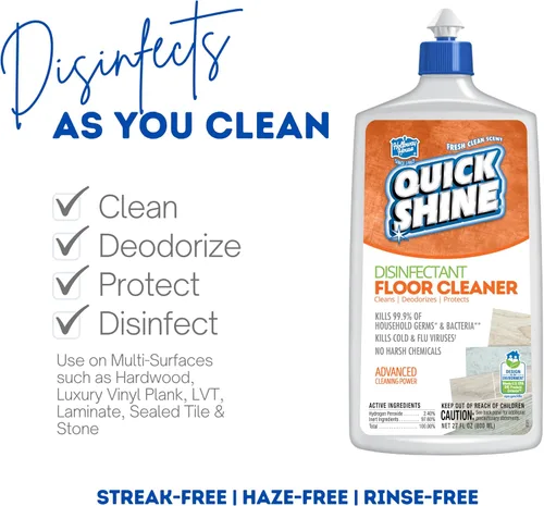 Vista 2 de Quick Shine Limpiador desinfectante para suelos de 27 onzas, paquete de 6 Desinfectante a nivel hospitalario mata el 99.9% de gérmenes y bacterias
