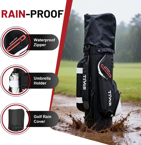 Vista 4 de TIVOR 2026 T-Lock Golf Cart Bag-14-Way Full-Length Dividers,9 Pockets, Easy-Access Handle & Ergonomic Straps Perfect for Cart & Walking, Includes