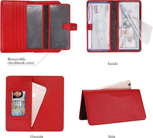 Vista 3 de Itslife Billetera para mujer, de gran capacidad, con bloqueo RFID, de cuero, para tarjetas de crédito, cartera con soporte para chequera
