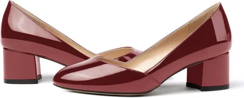Vista 6 de MODENCOCO Zapatos de tacón bajo grueso para mujer, con puntera redonda, de 2 pulgadas