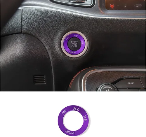Vista 9 de Keptrim Moldura de parada de arranque del motor para Dodge Challenger Charger RAM 2010-2025, para Durango 2014, aleación de aluminio azul, 1 unidad