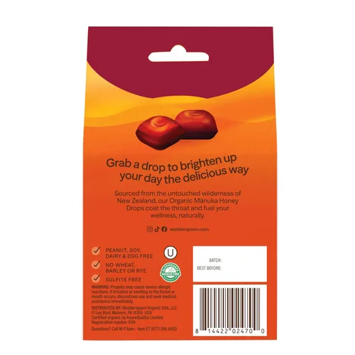 Vista 3 de Wedderspoon Gotas de miel de manuka orgánica, cereza, propóleo de abeja y equinácea, 20 unidades, USDA orgánico, miel genuina de Nueva Zelanda