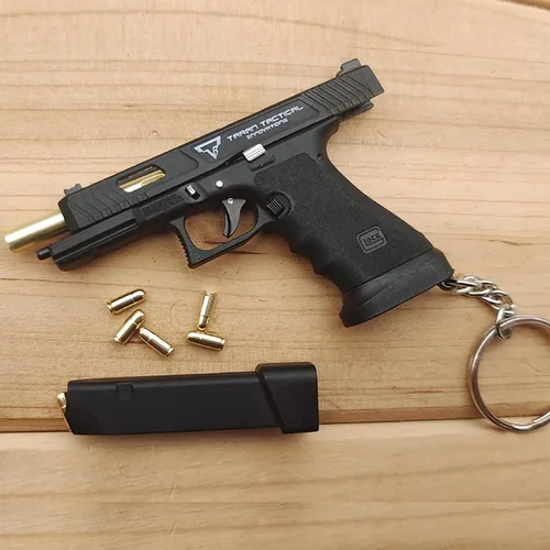 Vista 3 de Mini llavero de pistola, llavero con forma de pistola, llavero táctico pequeño regalo modelo de pistola, llaveros geniales para hombres