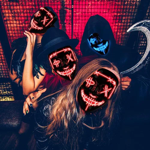 Vista 3 de GAOMON Máscara de Halloween con luz LED, máscara aterradora para festivales, cosplay, disfraces de Halloween, fiestas de máscaras, carnaval