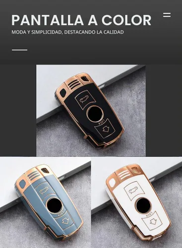 Vista 6 de ontto Funda de llave de TPU para llavero de coche Compatible con BMW 1 3 5 Serie E90 E92 E93 X5 X6 Z4 E90 Protector antiarañazos para llave Negro L